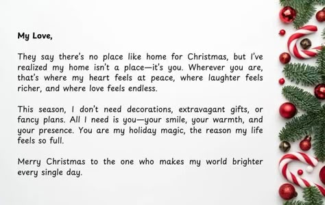 50 Christmas Letters To Girlfriend To Celebrate Your Love - LoverJournal Christmas Letter To Girlfriend, Love Letter For Bf Christmas, Love Letters Girlfriend, Merry Christmas Texts For Boyfriend, Merry Christmas Love Letter To Boyfriend, Christmas Letter For Girlfriend, Merry Christmas Paragraph For Girlfriend, Christmas Wish For Girlfriend, Christmas Love Letter To Girlfriend