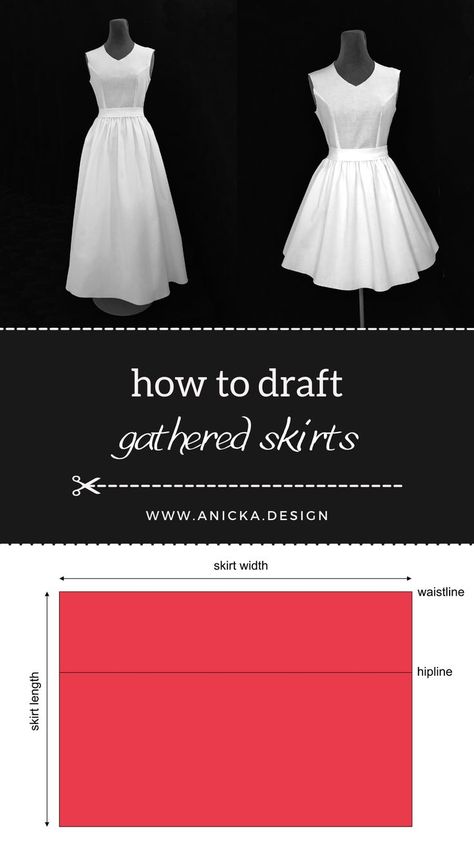 Short gathered skirt and long gathered skirts and gathered skirt pattern. Gathered Dress Gowns, Sew Gathered Skirt, How To Make A Gathered Skirt, Full Skirt Pattern Free, Aline Skirt Pattern Drafting, Diy Gathered Skirt, Gathered Skirt Tutorial, Adjustable Skirt Pattern, Long Flared Skirt Pattern