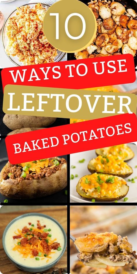 Potato Soup Using Leftover Baked Potatoes, Recipe Using Leftover Baked Potatoes, What To Make With Leftover Baked Potato, What To Do With A Lot Of Potatoes, Repurpose Baked Potatoes, Baked Potato Hashbrowns, Uses For Leftover Baked Potatoes, What To Make With Leftover Potatoes, Ideas For Baked Potatoes