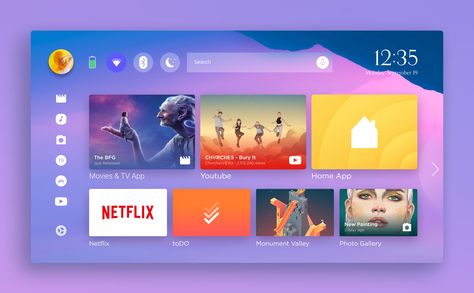 Console Concept, Vr Ui, Music App Design, Dashboard Interface, Wellness Apps, Movie App, Gui Design, Kiosk Design, Tv Design