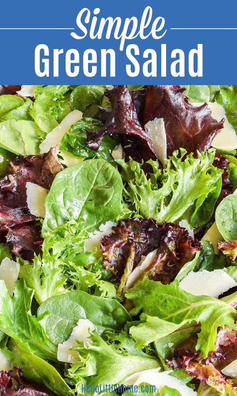 Green Salad Easy Tossed Salad, Leafy Green Salad Recipes, Simple Tossed Salad, Side Salad Ideas, Green Salad Recipes Healthy, Best Green Salad, Easy Side Salad, Salad Easy Recipe, Basic Salad