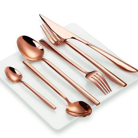 Rose Gold Cutlery Set Stainless Steel 18-10 Forged Hotel Flatware Flatware Copper Golden Fork Knife And Spoon Set For Weddings Rose Gold Cutlery, Rose Gold Flatware, Gold Cutlery Set, Cutlery Set Stainless Steel, Gold Spoon, Gold Dinnerware, Gold Cutlery, Gold Flatware, Knife And Fork