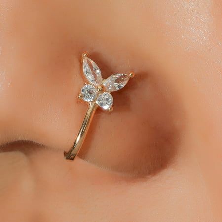 Fake Nose Stud, Ring Butterfly, Nose Cuff, Queen Earrings, Septum Nose, Fake Nose Rings, Nose Studs, Fake Nose, Rhinestone Material