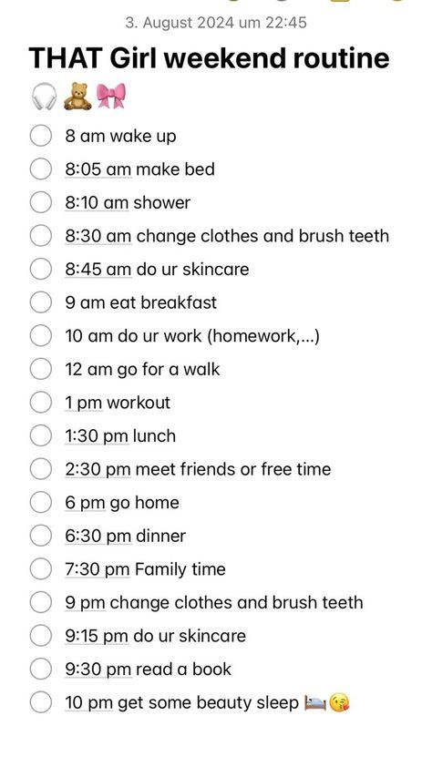 That Girl Morning Routine Weekend, That Girl Schedule, That Girl Routine List, Clean Girl Routine List, That Girl Weekend Routine, Weekends Routine, That Girl Morning Routine School, How To Be That Girl Routine, 2025 Routine