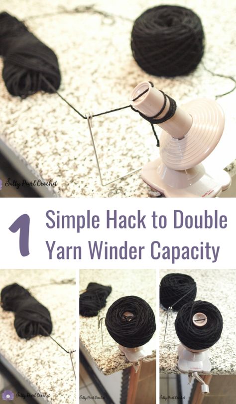 Double the amount of yarn your yarn ball winder can handle with this neat trick! Be sure to share with your crochet buddies because this yarn hack is awesome! Yarn Hacks, Crochet Buddies, Knitting Knowledge, Yarn Ball Winder, Crochet Hacks, Crochet Knowledge, Pearl Crochet, Room Decor Crafts, Knitting Lace