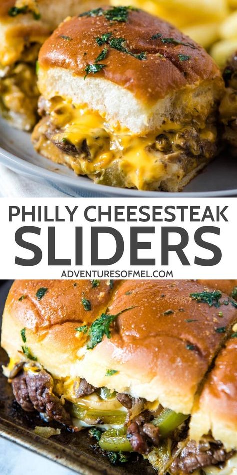 Cheese Steak Sliders, Philly Cheesesteak Sliders Recipe, Sliders On Hawaiian Rolls, Steak Sliders, Best Philly Cheesesteak, Sliders Recipes Hawaiian Rolls, Easy Slider Recipes, Cheesesteak Sliders, Hawaiian Roll Sliders