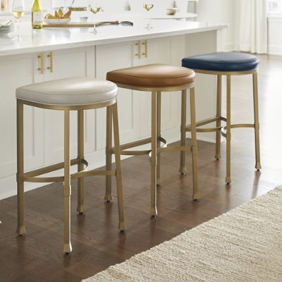 Gianna Embroidered Armchair | Grandin Road Under Counter Stools, Upholstered Kitchen Stools, Art Deco Counter Stool, Backless Kitchen Stools, Backless Counter Height Bar Stools, Bar Height Bar Stools, Backless Counter Stools Kitchen Island, Cool Bar Stools Modern, Narrow Bar Stools