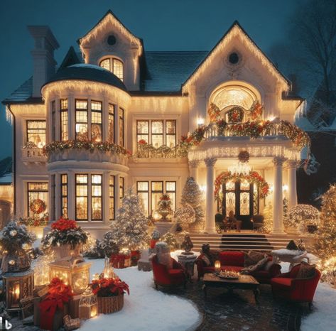 Christmas House Exterior, Christmas Mansion, Christmas Tree Decorations To Make, Christmas Home Exterior, Christmas Exterior, Winter House Exterior, Maine Winter, Tree Decoration Ideas, Lights For Christmas