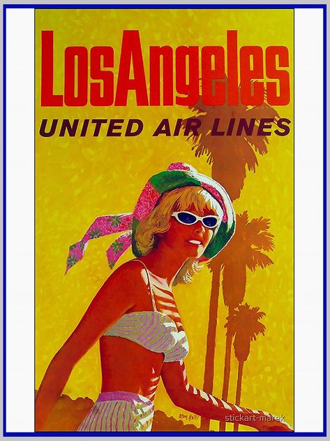 Vintage Los Angeles Poster, Los Angeles Travel Poster, Vintage Airline Ads, Los Angeles Poster, Vintage Airline Posters, United Air, Poster Vintage Retro, Los Angeles Travel, Airline Travel