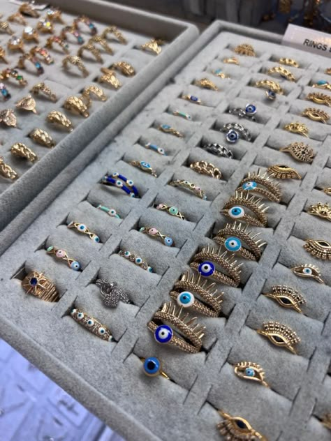 Evil Eyes Jewellery, Evil Eye Jewellery Aesthetic, Greece Jewelry Aesthetic, Greek Jewelry Aesthetic, Evileye Aesthetic, Evil Eye Aesthetic, Greek Accessories, Evil Eye Rings, Evil Eye Jewellery