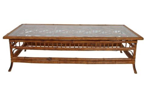 Long Bamboo   Glass-Top Coffee Table Celerie Kemble, Glass Top Coffee Table, Tag Sale, Pallet Coffee Table, Side Tables, One Kings Lane, Home Furnishings, Furniture Design, Side Table