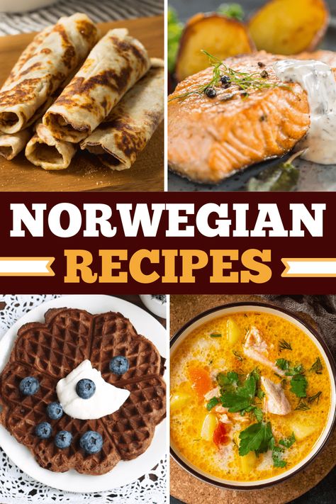 Take a trip to Norway with these delicious Norwegian recipes! From waffles to soup to dumplings, these dishes are as tasty and cozy as it gets! Norwegian Waffles, Norway Food, Norwegian Cuisine, Nordic Diet, Norwegian Recipes, Viking Food, Nordic Recipe, Norwegian Food, Foreign Food