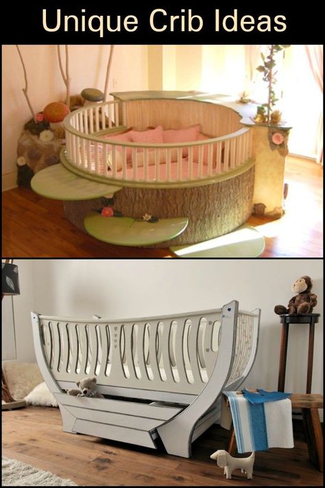 Make your baby’s bed even more special with these unique crib and cradle ideas! Unique Baby Cribs, Baby Crib Designs, Unique Cribs, Baby Crib Diy, Crib Design, Wood Crib, Diy Crib, Baby Boy Cribs, Baby Room Neutral