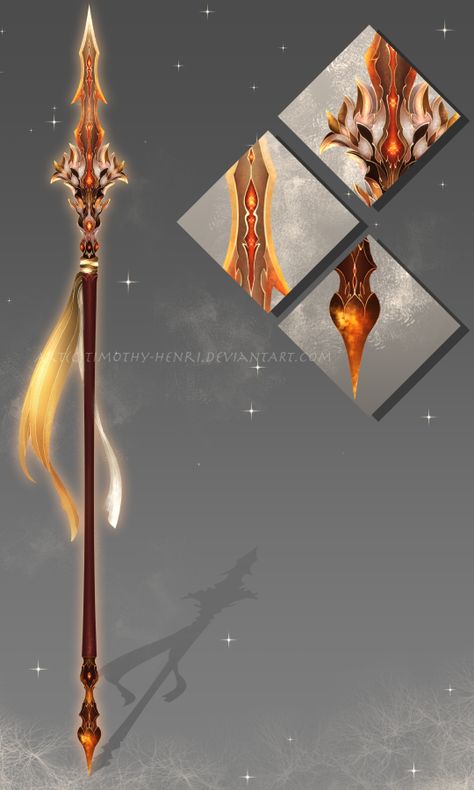 Spear Ideas, Fire Spear, Dnd Spear, Spears Design, Magic Spear, Spear Fantasy Art, Elven Spear, Spear Designs Art, Fantasy Spear