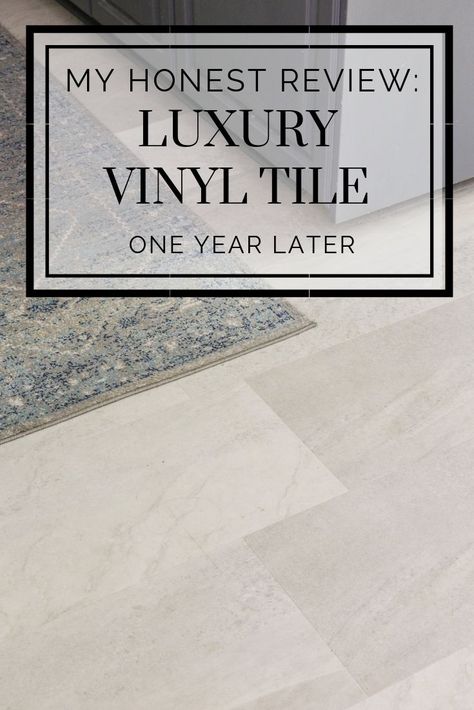 Luxury Vinyl Tile Over Existing Flooring- One Year Review Luxury Vinyl Over Ceramic Tile, Lvt Tile Flooring, Diy Tile Flooring, Lvp Kitchen Flooring, Bathroom Floor Inspiration, Bathroom Flooring Ideas Vinyl, Lvt Flooring Bathroom, Luxury Vinyl Flooring Kitchens, Luxury Vinyl Tile Kitchen