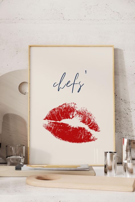 Chef's Kiss Art Print Cherry Room, Kiss The Chef, Room Art Prints, The Pink House, Kitchen Gallery Wall, Business Lunch, Kiss Art, Living Room Art Prints, Chefs Kiss