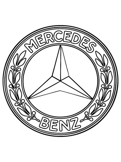 Mercedes Drawing Easy, Mercedes F1 Drawing, Mercedes S 500, Benz Logo, Donut Logo, Cars Logo, Mercedes Logo, New Year Coloring Pages, Car Brands Logos