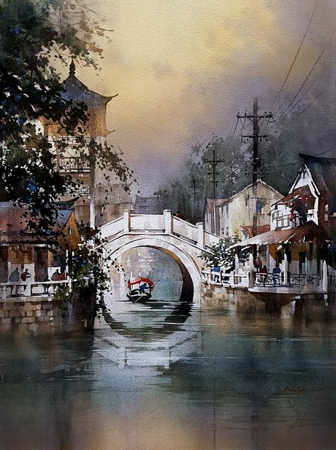 Thomas W Schaller, Thomas Schaller, Watercolor Architecture, Canvas Art Projects, Henri Rousseau, 수채화 그림, Watercolor Landscape Paintings, Watercolor Artists, Watercolor Inspiration