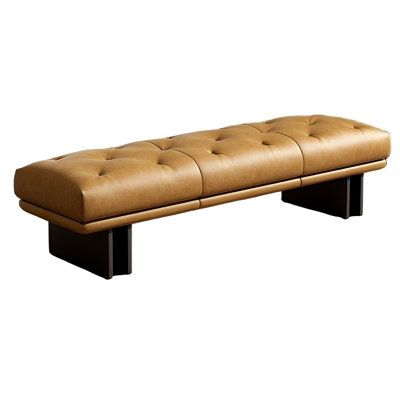 Versatile and stylish, this bench fits perfectly in malls and clothing stores as a seating option, in entryways as a shoe bench, or at the foot of a bed. Its full and rich design complements any decor. Crafted with meticulous attention to detail, it boasts both health and environmental safety, making it an essential addition to any space. | Hokku Designs High-end light luxury bedroom bed end stool orange, Solid + Manufactured Wood | C111293428_1635686069_1635686088 | Wayfair Canada Rich Design, High End Lighting, Bed End, Leather Bench, Shoe Bench, Colour Orange, Living Room Furniture Chairs, Upholstered Bench, Clothing Stores