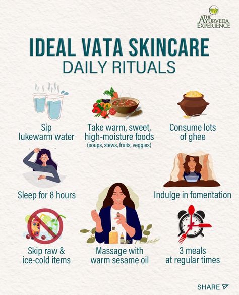 Vata Dosha Daily Routines, Vata Dosha Diet, Vata Dosha Recipes, Balancing Vata Dosha, Pitta Vata Dosha Combination, Ayurvedic Evening Routine, Ayurveda Routine, Ayurveda Vata Dosha, Ayurveda Tips