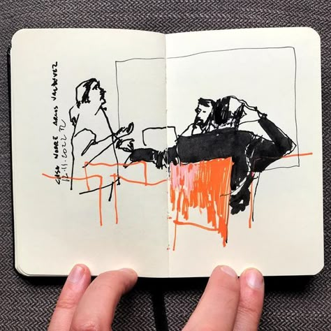 Tiago Cruz on Instagram: "In a conference in #arcosdevaldevez with @ffpaulino . . #art #drawing #sketch #sketchbook #graphicdiary #makeyourmark #colorista #usk #uskp" Mixed Media Sketch, University Sketchbook, Daily Sketch Ideas, Watercolor Sketchbook Journal Ideas, Sketch Journal Ideas, Graphic Design Sketchbook, Drawing Diary, Moleskine Art, Art Drawing Sketch