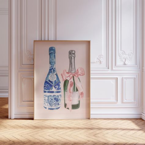 ➖INFO➖ - Premium matte vertical posters - Unframed - Available in multiple sizes - Each poster is printed with top-tier pigmented archival inks for a stunning end result. - Made with museum-grade archival paper (175gsm) for excellent printing fidelity and vibrant color reproduction. ➖DESCRIPTION➖ Elevate your space with the enchanting charm of our wine poster featuring a floral wine bottle adorned with a delicate pink ribbon bow. This captivating alcohol poster is the perfect addition to your de Dorm Artwork, Pink Bar Cart, Anthropologie Art, Coquette Wall Art, Wall Art Coquette, Chinoiserie Wall Art, Chinoiserie Prints, Alcohol Poster, Bar Cart Print