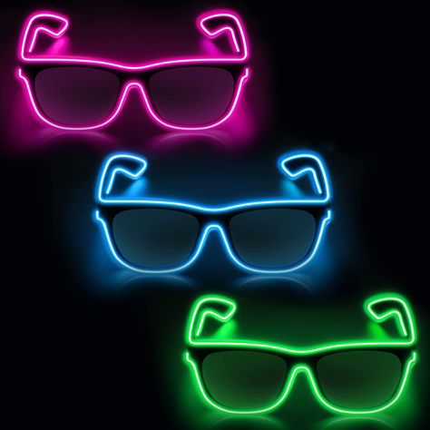 Glow In The Dark Sunglasses, Glow In The Dark Glasses, Neon Party Accessories, Glow In The Dark Party Favors, Glow In The Dark Disco Party, Glow Accessories, Glo Party, Neon Glasses, Light Up Glasses