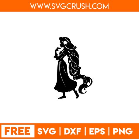 Tangled Cricut Projects, Tangled Svg Free, Rapunzel Svg Free, Disney Princess Svg Free, Free Disney Svg Files For Cricut, Princess Svg Free, Disney Svg Free Files, Rapunzel Silhouette, Tangled Svg