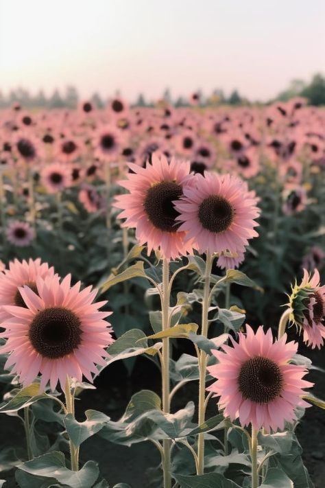 Beautiful Plants For Garden, Different Sunflower Colors, Spring Pics Nature, Plants For Outside Landscapes, Plants For Desert Landscape, Pretty Spring Pictures, Pink Flowering Plants, Midnight Oil Sunflower, Pink Plants Outdoor