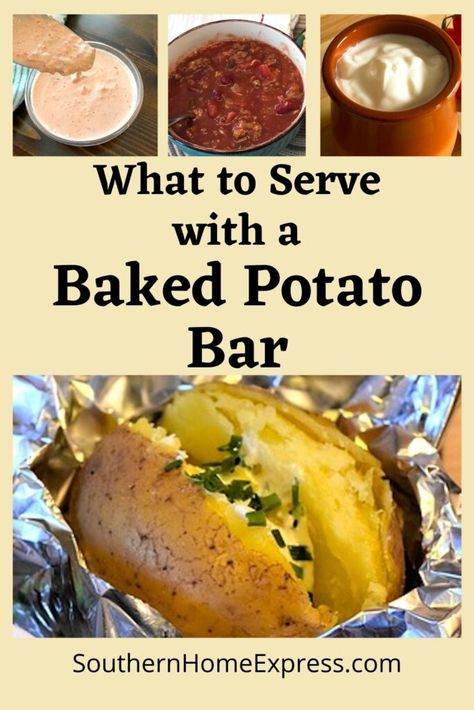 Baked Potato Wedding Bar, Baked Potatoes Bar Toppings, How To Set Up A Baked Potato Bar, Potatoe Bar Toppings, Bake Potatoes Bar Ideas, Sides For Baked Potato Bar, Baked Potato Bar Toppings List, Sides For Baked Potatoes, Bake Potato Toppings Ideas