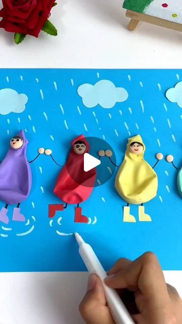 Super Clay Art Ideas Easy, Balloon Art For Kids, Balloon Activities For Kids, Balloon Crafts For Kids, Rain Crafts, Clay Art For Kids, Origami For Kids, Prek Crafts, Art Kits For Kids