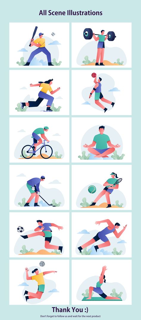 Sport Vector Illustration, Sport Drawing Illustration, Sport Illustration Graphics, Sport Illustration Art, Flat Art Illustration, Athlete Illustration, Exercise Graphic, Flat Character Illustration, Sports Art Design