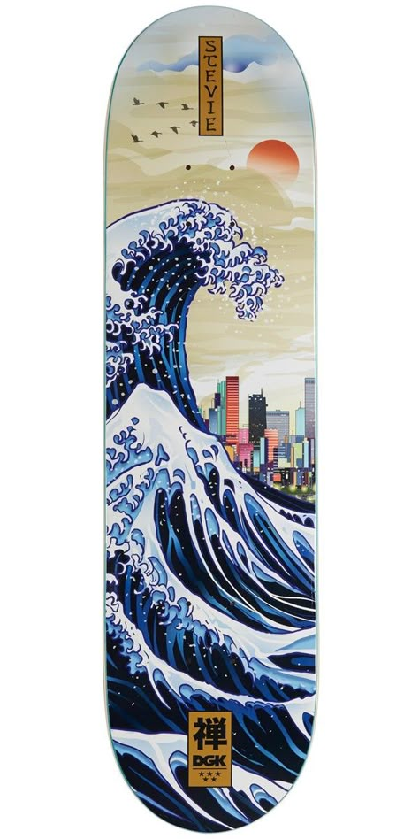 Cool Skateboard Designs, Cool Surfboards, Skate Bord Design Ideas, Skate Board Designs, Skateboard Decks Design, Anime Skateboard Design, Japanese Skateboard, Cool Skateboard Decks, Skateboard Painting Ideas