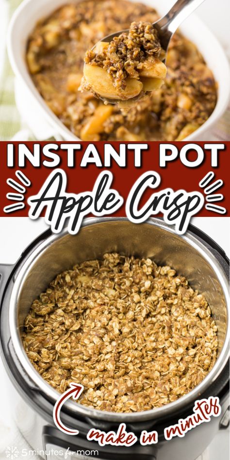 Instant Pot Apple Crisp - Make a delicious apple crisp in only minutes in an Instant Pot. #applecrisp #instantpotrecipe #instantpotapplecrisp Instant Pot Apple Crisp, Vegan Apple Crisp Recipe, Delicious Apple Crisp, Apple Crisp Recipe Healthy, Apple Crisp With Oatmeal, Slow Cooker Apple Crisp, Homemade Apple Crisp, Vegan Apple Crisp, Healthy Apple Crisp