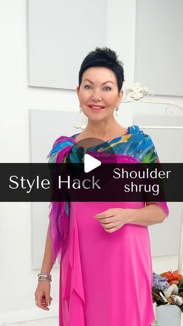 Shepherd's Fashions on Instagram: "Scarf Hack - Create a shoulder shrug with a big, beautiful scarf!   #ScarfHack #Scarf #ScarfStyle #StyleHack #FashionHack ##ShepherdsFashions" Shrug Scarf, How To Fold Scarf, Shoulder Shrug, Dress Shrug, Scarf Wearing Styles, Tie Scarves, Hair Cut Guide, Ways To Tie Scarves, Diy Fashion Scarf