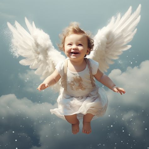 Angel Baby Pictures, Angels Flying, Jesus Christ Tattoo, 5 Month Baby, Flying Angel, Angel Flying, Spiritual Angels, Christ Tattoo, Angel Artwork