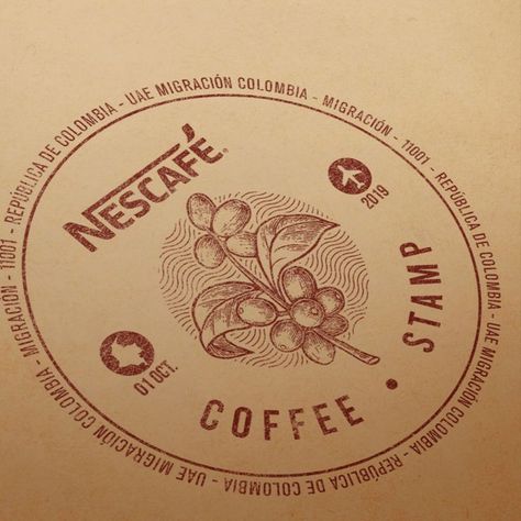 #Nescafe #Coffee Stamp, the first migratory stamp made from coffee ink that carries the aroma and the image of Colombia's most important bean #InternationalCoffeeDay Nescafe Coffee, Coffee Stamps, Label Ideas, Coffee Label, Coffee Aroma, Coffee Cards, Coffee Girl, Loyalty Program, Creative Ads