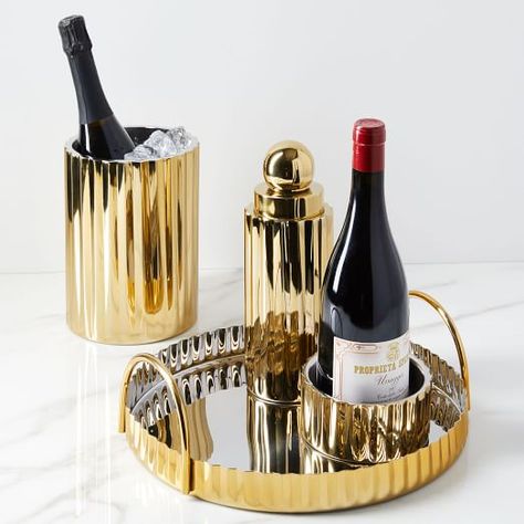 Chelsea Barware - Brass, Bar Accessories | west elm West Elm, Wine Tray, Wine Coaster, Wine Coasters, Key Details, Wine Cooler, Polished Brass, Brass Finish, Wine Rack