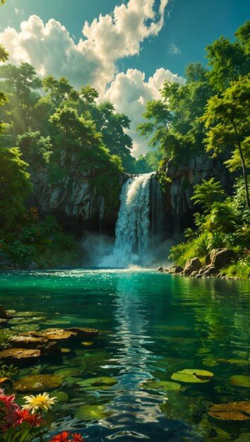 Water Scenery Paintings, Waterfall Wallpaper, Mystical Places, Beautiful Landscape Photography, Fantasy Background, Scenery Paintings, Fantasy Places, Landscape Scenery, Fantasy Art Landscapes