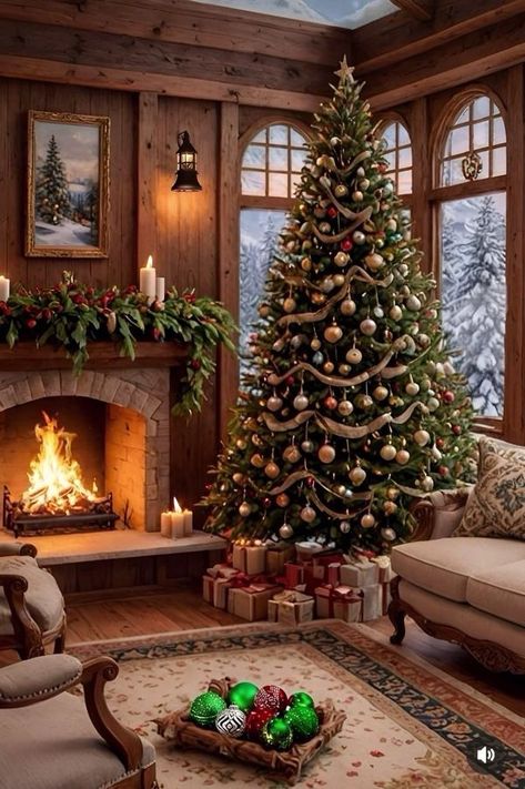 The Magical Holidays of Christmas & Winter ⛄️❄️🎄🎅🏻 | Beautiful Christmas cabin | Facebook Natal, Christmas Scenes Photography, Cozy Christmas Cabin Aesthetic, Christmas Cabin Aesthetic, Christmas Scenery Pictures Holidays, Christmas Cabins, Christmas Chalet, Vintage Christmas Aesthetic, Cozy Christmas Cabin