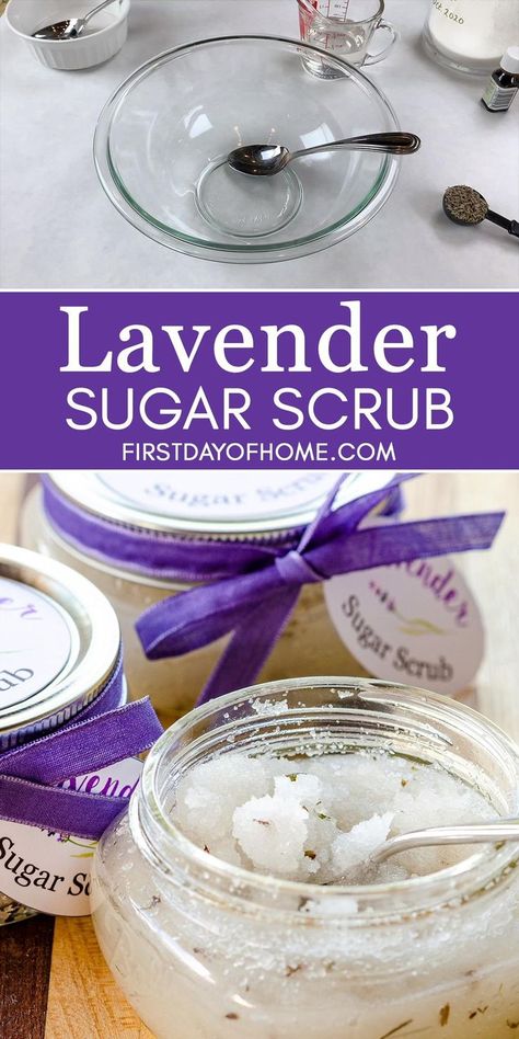 Lavender Body Scrub, Body Scrub Homemade Recipes, Diy Scrubs, Scrub Homemade, Diy Body Scrub Recipes, Diy Sugar Scrub Recipe, Lavender Sugar, Lavender Sugar Scrub, Săpunuri Handmade