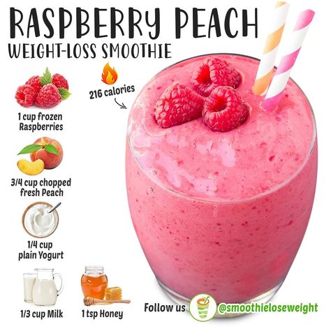 Raspberry Peach Smoothie, Smoothie Guide, Workout Drinks, Detox Smoothies, Peach Smoothie, Fruit Smoothie Recipes Healthy, Easy Healthy Smoothies, Smoothie Recipes Healthy Breakfast, Smoothie Drink Recipes