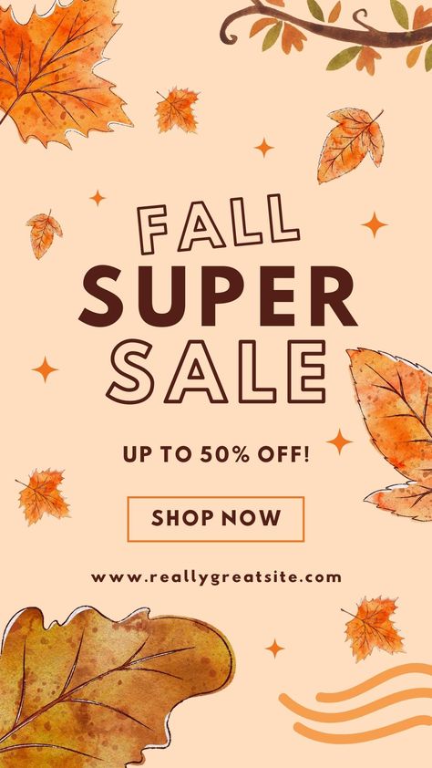 Instagram Story Fall Sale, Fall Email Design, Thanksgiving Ads, Fall Classroom Decorations, Brown Fall, Handmade Crystal Jewelry, Custom Ties, Autumn Sales, Super Sale