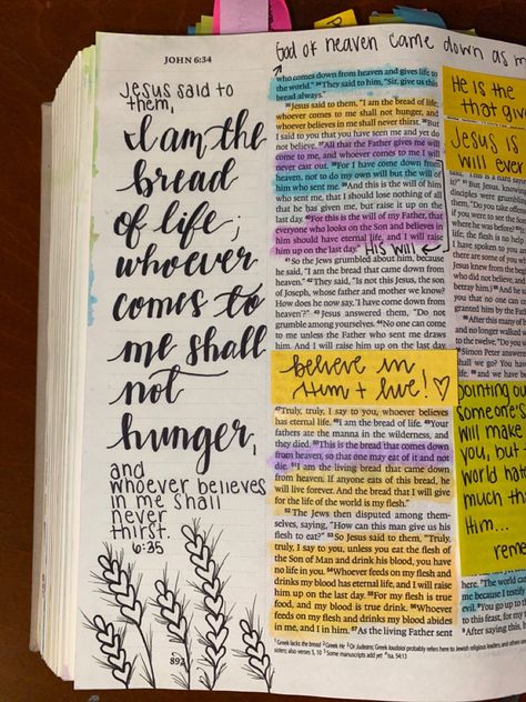 John 6 Bible Journaling, Book Of John Bible Journaling, Motherhood Ministry, John Bible Journaling, Bible Wrecking, John Bible, Biblical Women, Bible Painting, Mormon Scriptures