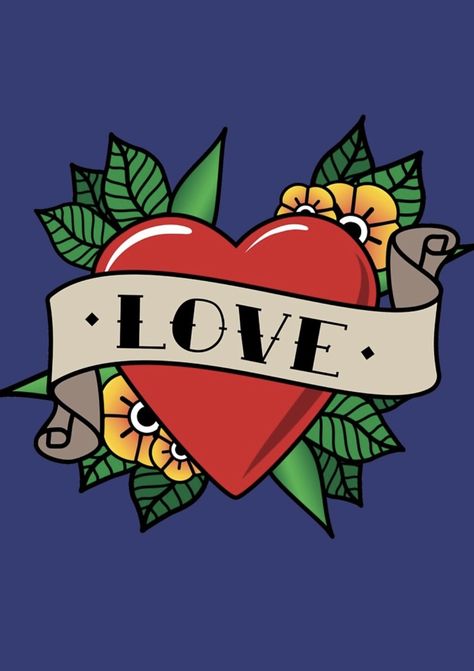 Traditional Heart Tattoo With Banner, Trad Heart Tattoo, Heart And Flowers Tattoo, Tattoo With Banner, Traditional Heart Tattoo, Old School Heart, Tattoo Scorpio, Traditional Heart Tattoos, Notebook Therapy