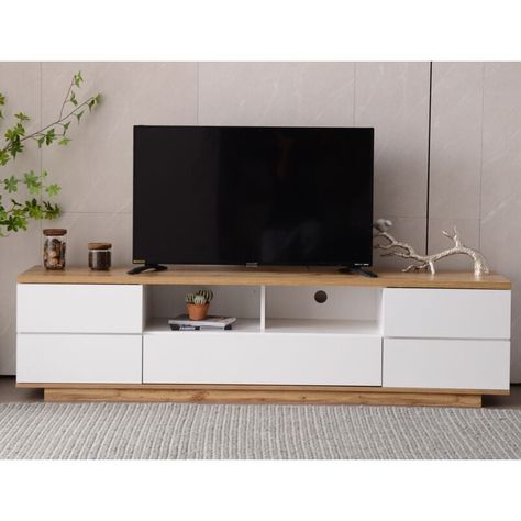 Tv Stand With Doors, Wood Entertainment Center, Modern Tv Cabinet, Wooden Tv Stands, Storage Credenza, Mobile Tv, Tv Stand Wood, Tv Stands And Entertainment Centers, Modern Tv Stand