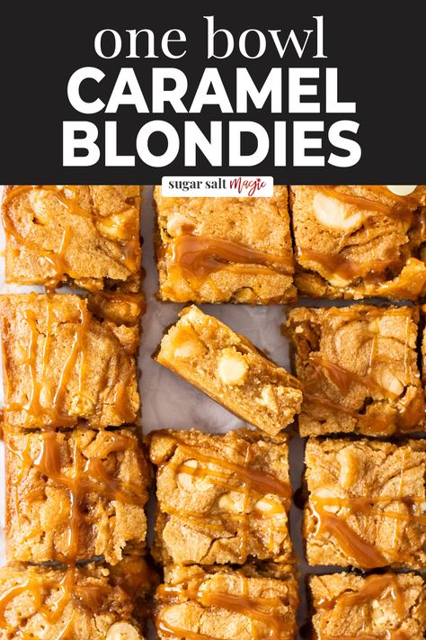 Baking Recipes Caramel, Caramel Dessert Ideas, Dessert With Caramel, Caramel Extract Recipes, Caramel Treats Desserts, Recipe With Caramel, Blonde Recipe Brownies, Carmel Desserts Bars, Tin Caramel Recipes