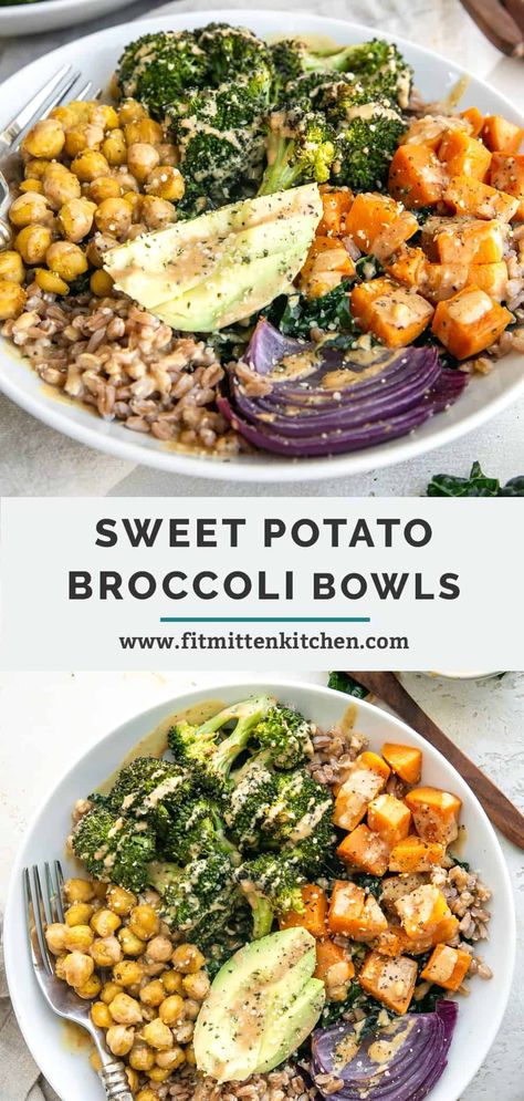 Bowls With Broccoli, Healthy Veggie Bowl Recipes, Healthy Antiinflammatory Bowls, Vegan Tahini Bowl, Power Bowl Vegetarian, Broccoli Sweet Potato Bowl, Vegan Nutrient Dense Meals, Sweet Potato Broccoli Salad, Brocoli Sweet Potato