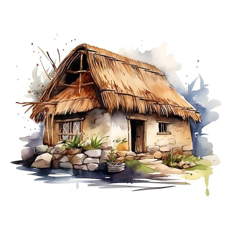 Chinese House Painting, Chinese Houses, Colour Brush, Nice Background, Hut House, Drawing Scenery, Watercolor Scenery, Popular Paintings, Building Painting