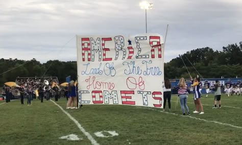 Usa Football Banners Run Through, Usa Theme Football Signs, Beach Theme Football Game Posters, Football Runout Signs, Usa Theme Football Game Signs, Run Through Banners, Cheer Run Through Signs Football, Football Banners Run Through, Football Run Through Signs Ideas